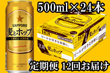 930511-12 【毎月届く定期便】地元名取生産 麦とホップ 500ml 24缶を12回お届け