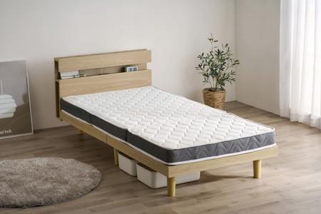 ベッド シングル すのこベッド 棚付き コンセント アイリスオーヤマ Sサイズ 収納 木製 SNBS-S ナチュラル