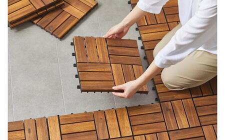 【9枚セット】ウッドタイルデッキ 30cm×30cm アイリスオーヤマ アカシア 木目 天然木 暑さ対策 寒さ対策 WTD-12
