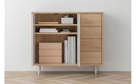 リビング キャビネット金属脚付き LRCS-795 ナチュラル/グレー