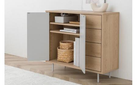 リビング キャビネット金属脚付き LRCS-795 ナチュラル/グレー