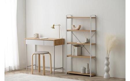 スチールウッドスリムラック LSWR-600 ナチュラル/グレー