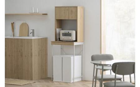 ゴミ箱上ラック スライド棚付 LGUR-595S ナチュラル/グレー