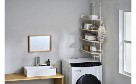 ランドリーラック   つっぱりランドリーラック TLR-4 ホワイト/ライトナチュラル