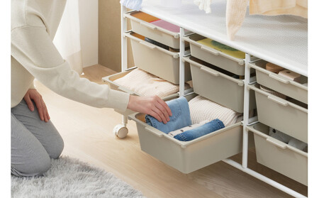 キッズ収納ハンガーラック KHR-1100 ホワイト/ベージュ