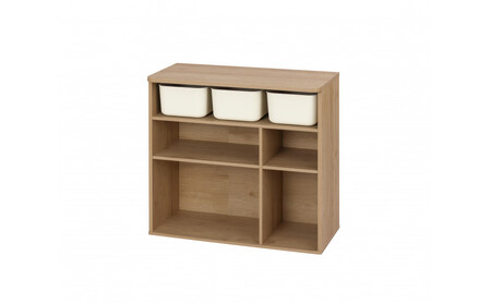 収納棚 ラウンドシェルフ RUSR-74S ナチュラル/ライトベージュ