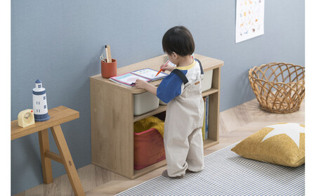 収納棚 ラウンドシェルフ RUSR-74L ナチュラル/ライトベージュ