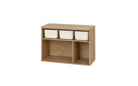 収納棚 ラウンドシェルフ RUSR-74L ナチュラル/ライトベージュ