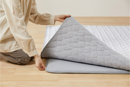 はがして洗える Hagashラグ セット 杢キルト 2.5cm HAGSM25-1818 グレー