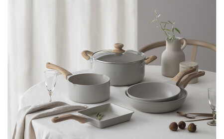 ナチュかる両手なべ24cm IH・ガス火対応 NTL-P24 グレイッシュモカ