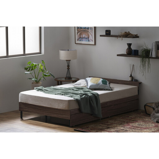 スチールベッド引き出し SBWーHK ブラック/ウォールナット