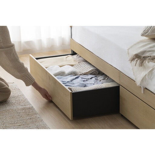 スチールベッド引き出し SBWーHK ブラック/ナチュラル