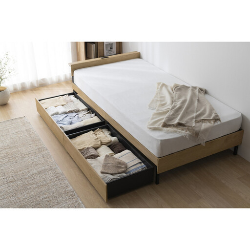 スチールベッド引き出し SBWーHK ブラック/ナチュラル