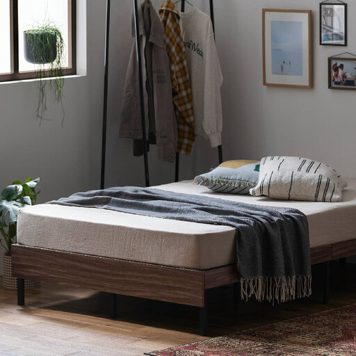 ウッドスチールベッド セミダブル SBW01ーSD ブラック/ウォールナット