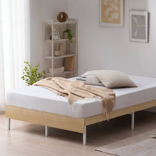 ウッドスチールベッド セミダブル SBW01ーSD ホワイト/ナチュラル