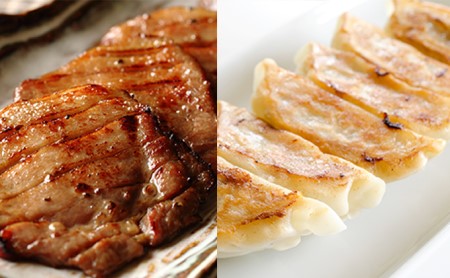 牛タンと角田産野菜を使った牛タン餃子セット