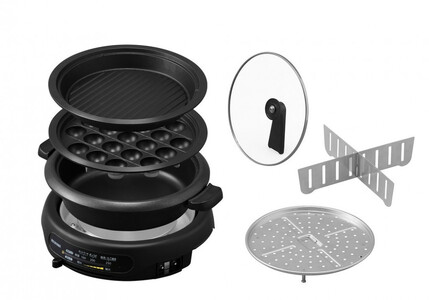 グリル鍋 3枚 プレート 溝付 深鍋 たこ焼き アイリスオーヤマ 家電 キッチン家電 電化製品 蒸し板付き IGU-B3-B ブラック