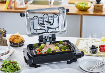 ロースター マルチ 容器付 グリル 両面 ロースト タイマー 網焼き ホットプレート 卓上 焼魚 フィッシュ フッ素加工 アイリスオーヤマ EMT-1103-B ブラック アイリスオーヤマ