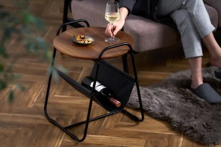 スチールフレームサイドテーブル　SFST-400F　ウォールナット アイリスオーヤマ