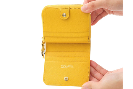 SOMES 二つ折り財布 （イエロー）PT-75 [ソメスサドル 北海道 砂川市 12260815-c] レビューキャンペーン