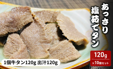 牛タン あっさり塩茹でタン 120g × 10個 出汁 セット タン塩 塩タン 温めるだけ 小分け 冷凍配送