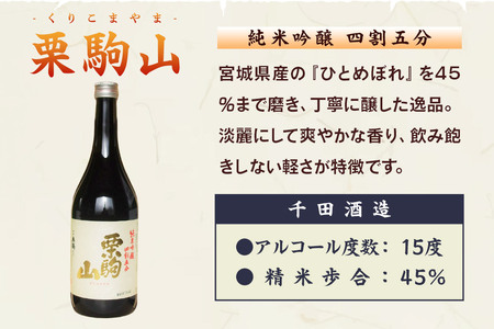 【日本酒・飲み比べセット】宮城・栗原3酒蔵の「綿屋・栗駒山・萩の鶴」720ml×3本 純米吟醸 小僧佐藤農場山田錦