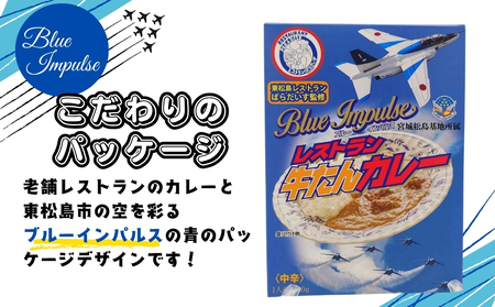 牛タン ブルーインパルス牛タンカレー ブルーインパルス 牛タンがゴロっと入った カレー（箱パッケージ入り4個） レトルトカレー 常温保存 ローリングストック ご当地カレー