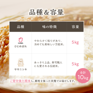 宮城県大崎市 世界農業遺産の米どころ直送 ひとめぼれ・ササニシキセット 各5kg