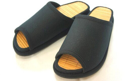 D型セノーテニット竹炭スリッパ　ブラック＜女性用Ｍサイズ（約24cmまで）＞　【04301-0360】