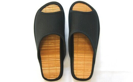 D型セノーテニット竹炭スリッパ　ブラック＜紳士用Ｌサイズ（約27.5cmまで）＞　【04301-0360】