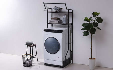 ランドリーラック スタイルランドリーラック ハンガーバー付き ブラック アイリスオーヤマ HSLR-695R縦型 おしゃれ ラック 洗濯機上収納 洗濯ラック 洗濯 洗面所 ランドリー ランドリー収納 可動棚 スリム 収納 インテリア 