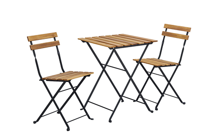 ガーデン テーブル セット 折りたたみ 3点セット GFA-550 ブラウン アイリスオーヤマ 天然木 ガーデンファニチャー テーブルチェアセット アカシア製 