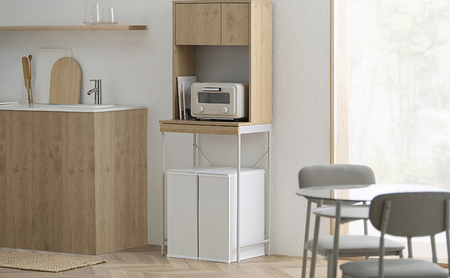 収納ラック キッチンラック スライド棚 ゴミ箱上ラック スライド棚付 LGUR-595S ナチュラル/グレー アイリスオーヤマ ラック 棚 キッチン 木目調 Simple Style LaLassic 