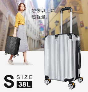 スーツケース 機内持ち込み Sサイズ 1泊-3泊 38L ストッパー付き キャリーケース キャリーバッグ 超軽量 TSAロック 海外旅行 修学旅行 出張 旅行かばん 男性 女性 SunRuck SR-DT038-SV