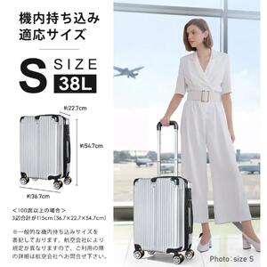 スーツケース 機内持ち込み Sサイズ 1泊-3泊 38L ストッパー付き キャリーケース キャリーバッグ 超軽量 TSAロック 海外旅行 修学旅行 出張 旅行かばん 男性 女性 SunRuck SR-DT038-SV
