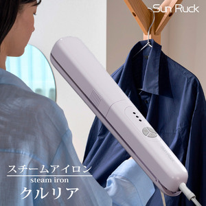 衣類スチームアイロン 180度回転ヘッド 3段階温度調節 セラミックプレート スチームショット シワ伸ばし ストレート型 挟めるスチームアイロン クルリア Sunruck SR-HT2002-PK