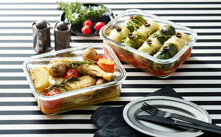 耐熱ガラス容器2点セット TGS-152-2S クリアブラック アイリスオーヤマ 10,000円台おすすめ返礼品 雑貨 日用品 保存容器 調理器具 キッチン用品 ツール 角型 黒 