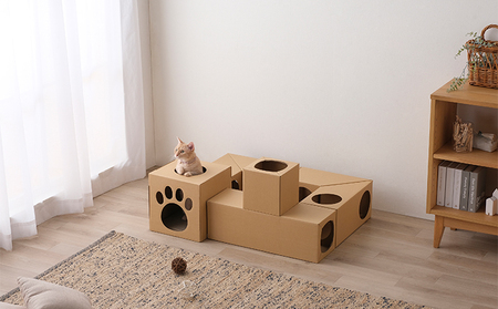 ねこねこトンネル フルセット P-NTF アイリスオーヤマ キャットウォーク 猫 猫用品 ねこ ペット ペット用品 爪とぎ 爪研ぎ おもちゃ ネコ キャットハウス キャットトンネル 遊び場 遊び道具 ダンボール 段ボール グッズ 