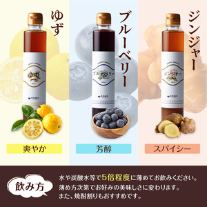 スイートビネガー 200ml×3本セット(ゆず・ジンジャー・ブルーベリー) 飲む酢 詰め合わせ ギフト 【しばたの未来】sh004