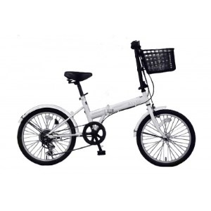 折り畳み自転車ARITO(アリト)20インチ 着脱式カゴ付き 6段変速 ホワイト【1331251】