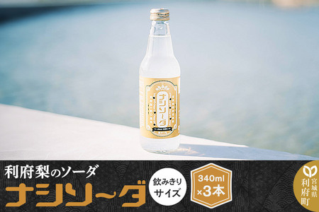 【利府梨のソーダ】ナシソーダ（飲みきりサイズ）340ml×3本セット