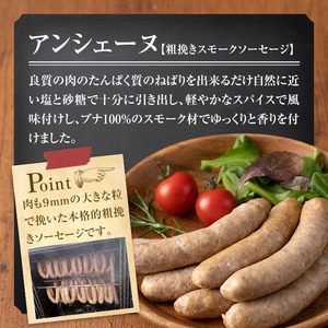 国産SPFポーク使用！熟成完全無添加ソーセージ10パックセット(100g×10パック) アンシェーヌ ソバージュ 手作り あらびき 粗挽きスモーク 中挽きハーブ入り 肉 加工品 燻製 小分け 食べ比べ 冷蔵 おつまみ BBQ バーベキュー【有限会社コブレンツ】ta297