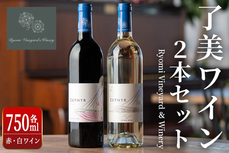 了美ワイン 2本セット 750ml×2 赤ワイン 白ワイン 飲み比べ アルコール お酒 みらいファームやまと【了美ワイナリー】ta317