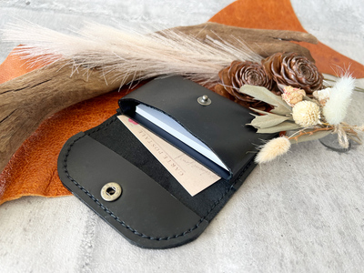 レザー3点セット ブラック (ネームフォルダー、ペンフォルダー、カードケース)｜名刺入れ 文房用品 事務用品 ビジネス 手作り [0354]