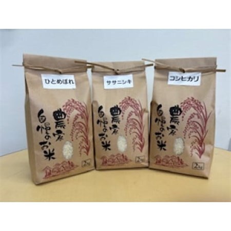 大衡産お米食べ比べセット(ひとめぼれ、ササニシキ、コシヒカリ)計6kg【1684012】