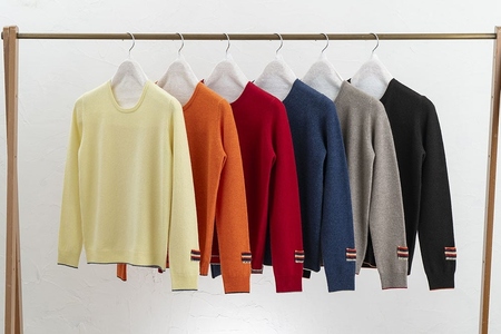 カシミヤ ニット セーター 男性用サイズ:S(40)カシミヤ(L.イエロー )≪白田のカシミヤ≫