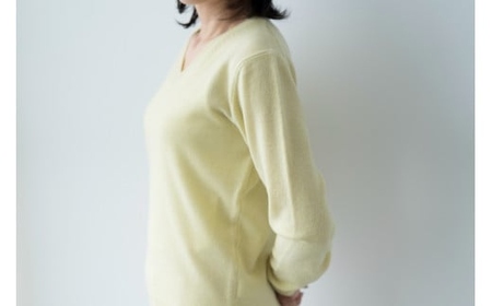 カシミヤ Vネック ニット度詰 カシミヤ (L.イエロー )女性用サイズ:S(36)≪白田のカシミヤ≫