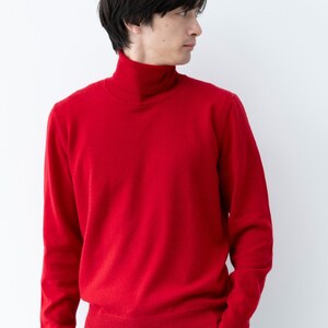 カシミヤ タートル ニット度詰 カシミヤ(レッド )男性用サイズ:M(42)≪白田のカシミヤ≫ 9,940円