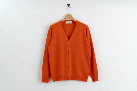 カシミヤ カーディガン度詰 カシミヤ（キャロット )男性用サイズ:M(42)≪白田のカシミヤ≫