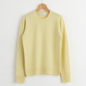 カシミヤ ニット セーター度詰 カシミヤ（L.イエロー）男性用サイズ:L(44)≪白田のカシミヤ≫